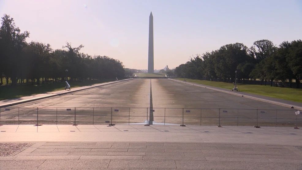 Reflecting Pool drained again to repair damage by vandals, Trump says