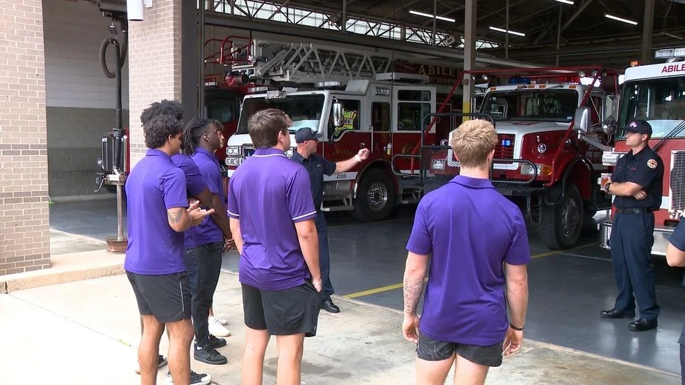 ACU football visits Abilene Fire Station 5 to honor first responders ahead of season