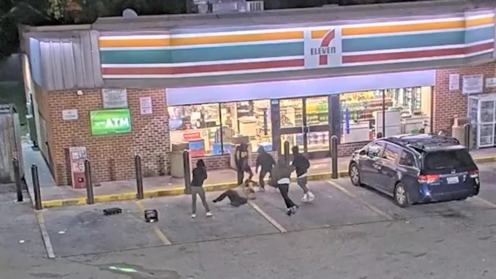 Disturbing video shows elderly man being beaten and robbed outside of Baltimore 7-Eleven
