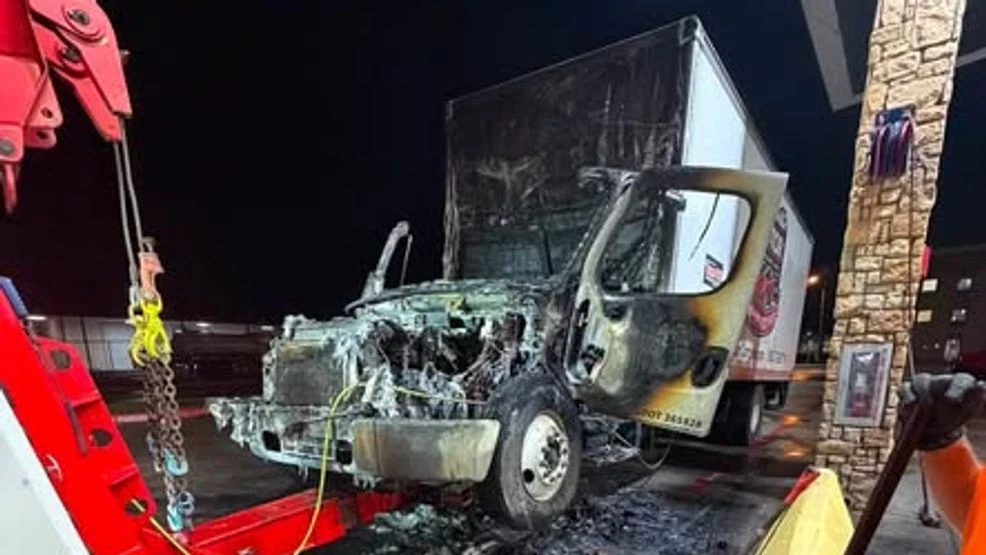 Box truck fire damages Casey's fuel island in Early